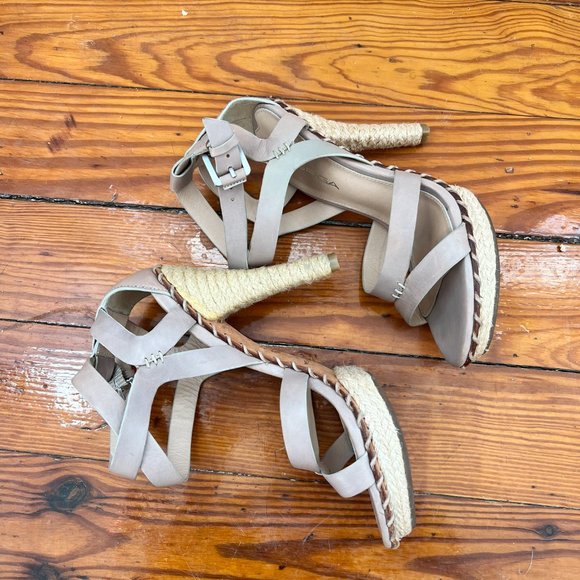 Via Spiga Beige Leather Espadrille Platform Sandal size 5 Never worn - Picture 6 of 8